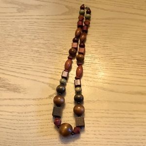 26”  Multi shapes of wood necklace